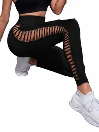 Sexy Hohl Schwarz Seaml Leggings Frauen Fitn Leggings Gym Yoga Hosen Hohe Taille Yoga Hosen Sport Weibliche Kleidung C131 #