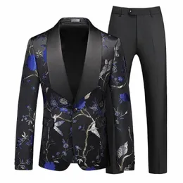 Blazers + calças estilo tribunal vermelho jacquard impresso ternos masculinos de luxo bola social smoking palco anfitrião roupas noivo casamento dr t1di #