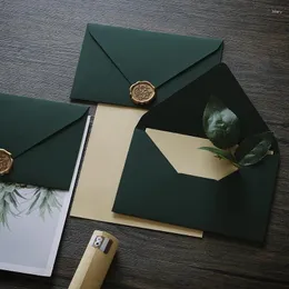 Presentförpackning 5st tjocka gröna kuvert 250 g högklassiga pappersbrev kuddar bröllopsfest inbjudningar kort vykort täcker kontantpåse