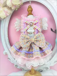 Vestuário para cães roupas artesanais roupas para animais de estimação suprimentos doces rosa princesa casaco vestido doce estilo único festival diário andando maltês