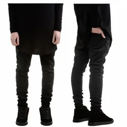 hot high quality west style men's black skinny slim fit jeans hip hop swag stretch biker jeans homme Jogger pants trousers e1AY#