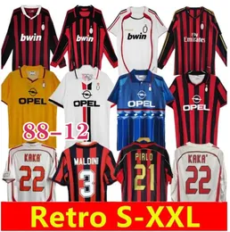 90 91 Maglie da calcio con camicie retrò 95 96 97 Gullit 01 02 03 12 14 15 Maldini van Basten Football Kaka Inzaghi 06 07 Pirlo Shevchenko Baggio Milans Jersey Long Sleeve Long Sleeve