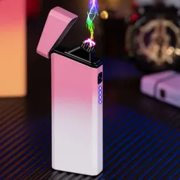 Yeni Pulse Plazma USB Şarjı Taşınabilir Windproum Metal Çift Arc Flamess Dış Mekan Barbekü Kampı Kişiselleştirilmiş Erkekler Üst Son Hediyesi