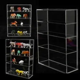 Rackar Fyra lager Akryl Display Case Countertop Box Organizer Dammtät Action Figurer Toy Parfyme Bottle Storage Rack som visar hyllan