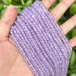 Lösa ädelstenar grossist naturlig 4mm en lavendel ametist kvarts slät runda pärlor för att göra smycken diy halsband armband eller gåva