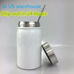 ABD deposu 500ml süblimasyon mason kavanoz kupaları paslanmaz çelik kahve fincanı taşınabilir ısı yalıtımı bardak toz geçirmez şişe m306g