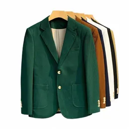 Casual Men Suit Jackets Estilo Britânico Waffle Slim Fit Busin Blazer Casaco Preto Verde Único Breasted New Fi Roupas Masculinas A6Zo #