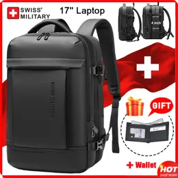 SWISS New Business Expansível USB Bolsa À Prova D 'Água Grande Mochila de Computador de 17 Polegadas para Viagens Urbanas Moda Masculina Mochilas