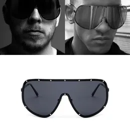 Solglasögon överdimensionerade Rimless Shield Women Men One Piece Lens Visor Mask Windproof Black Sun Glasses Shades Unique UV400