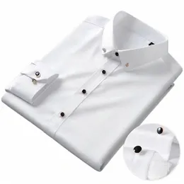 Ny vår- och höstens sociala Dr Ice Silk LG Sleeve Men's Shirt Busin No IR Casual Fit Pure White High Quality S52U#