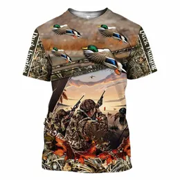 men's camoue duck 3D printed T-shirt, summer fi casual hunting clothing, oversized short sleeved T-shirt, XXS-6XL V7Ad#