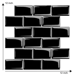 Adesivos Vividtiles mais grossos azulejos de metrô pretos descascados e colados azulejos 3D de parede premium colados em azulejos de cozinha backsplash pacote de 5 peças