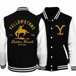 classic Fi Yellowste Dutt Ranch Printed Jackets for Men and Women Butted Baseball Jersey Sweatshirt Jacket Tops 421R#