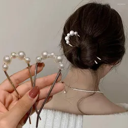 Hårklämmor Barrettes Korean U-formade pärlhårnålar Simple Metal Shell Clip Pins Women Girls Pinns Bun Maker Styling Accessories Drop Ottx7