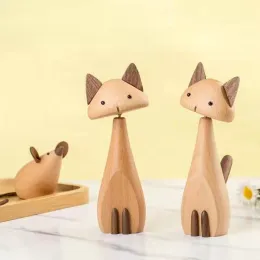 Sculture Nova boneca de gato de madeira n6rdica criativa m6vel sala de estar quarto decoracao para casa artesanato de faia natural natal