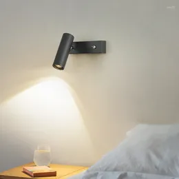 Lampa ścienna światła LED z przełącznikiem Modern El Sypiria Bedside Reading Nordic Black White Sconce Lighting