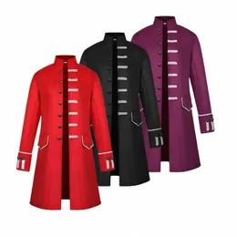 FI Vintage Mens Gothic Jacket LG Sleeve Frock Coat Steampunk Cosplay Victorian Morning Uniform W8PS#