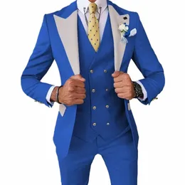 2023 Jaqueta de casamento Dr Blazers Casaco Colete Calças Homens Busin 3 Peça Set Casual Slim Fit Terno Calças Colete 45se #