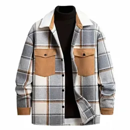 Mäns rutig jacka med fickor plus storlek Casual Fi Mannes Shirt Jacket Poat For Spring Fall Winter, Men's Clothing L-5XL R5SU#