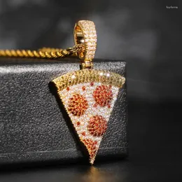 Hänge halsband kubiska zirkoniumpelliga bling ut guldfärg Strawberry Cake Pendants för män Kvinnor Hip Hop Rapper Jewelry