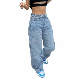 Pantaloni a vita bassa da donna Primavera Autunno 2024 New Fi Pantaloni a gamba dritta Designer Pantaloni in denim Blu Vintage Mamma Jeans larghi R5HX #