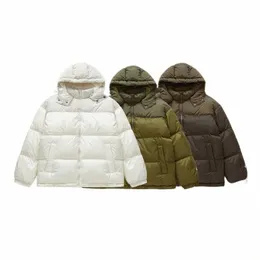 Inflação cor sólida com capuz jaqueta puffer unisex inverno grosso quente à prova de vento 90% branco duch para baixo jaqueta dos homens sobretudos 93es #