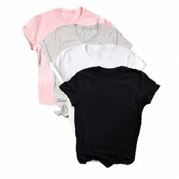 maycaur Breathable New Women Short Sleeve T-shirt Print T-Shirt Multi Pure Color T Shirt Fi Sports Breathable Tshirt Female t5EF#