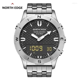ساعة Wristwatches North Edge Men Sports Digital Watches Watch Luxury Watch for Men مقاوم للماء 50 مترًا من مقياس الارتفاع البوصلة على مدار الساعة Luminous