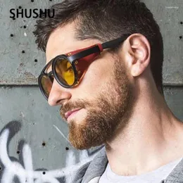 نظارات شمسية A153 Steampunk Oval Goggles Goggles Men Women Fashion Blackout UV400 Designer Grands Vintage Glasses