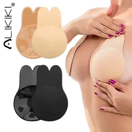 Women Push Up Sticky Bras Silicone Strapless Reusable Breast Pasties Lift Tape Rabbit Pads Invisible Nipple Cover Adhesive Liner 240318