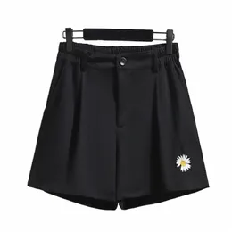 150 kg plusstorlek kvinnors sommar avslappnad hög midja bredbens shorts 5xl 6xl 7xl 8xl 9xl tunna a-line shorts svart i5rm#