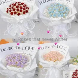 Flores decorativas Injeção Moldagem de buquê Pacote Criatividade criativa Rosa romântica artificial criativa