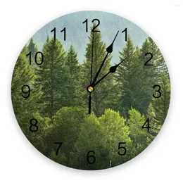 Wall Clocks Green Pine Forests And Rain On Hillsides Silent Home Cafe Office Decor For Kitchen Art Large