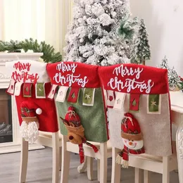 Чехлы на стулья Рождественская спинка Удобный 3D чехол Санта Праздничный декор Декор для столовой Кухонные украшения