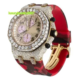 Luxury Mens Iced Out Custom Op Brand Design Men Luxury Hand Set Iced Out Diamond Moissanite Watch med läderbälte