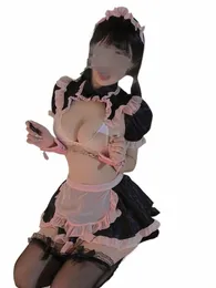 Sexy francês empregada doméstica cosplay trajes lingerie erótica conjunto babados dr bandana g-string lolita outfit halen uniforme de natal k6d8 #