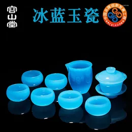 Zestawy herbaveware Ice Blue Jade Porcelain Whole Set Cover Teacup Tea