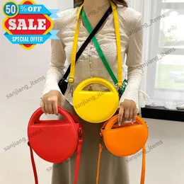 16CM 21CM Circle Round Shopper Pill Bags Famous LOGO Shopping Bag Small Crossbody Purse Mini Clutch Totes Designer Handbag Women Girl Shoulder Pouches Candy Colors