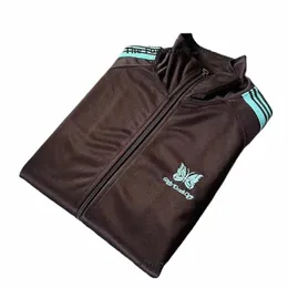 새로운 나비 자수 바늘 줄거리 재킷 고품질 1 : 1 Awge 검은 색 스웨트 셔츠 남성 여성 지퍼 스트라이프 바늘 바늘 자켓 코트 J4x8#