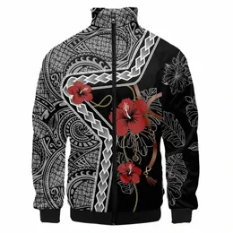 Hawaiian Streetwear Baseball Jacket Coat Tahiti Polynesia 3D Digital Printing Stand-Up Collar Streetwear Bomber College Jacket V4T8#