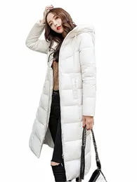 2024 NOWOŚĆ Winter Parkana LG Płaszcz Kobiety WhiteThick Wszerz ciepły kawatowy płaszcz Fi z kapturem Puffer Puffer Windproof Snow Overcoat C0w2#