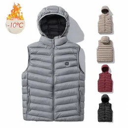 Män vinter ny varm USB -uppvärmningsfleecejackor parka rester män smart termostat avtagbar hatt uppvärmd vindtät jacka Waistcoat j6md#