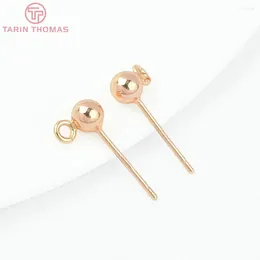 Stud Earrings (8455) 6CPS 4MM 24K Gold Color Brass Ball Shaped High Quality DIY Jewelry Making Findings Accessories Wholesales