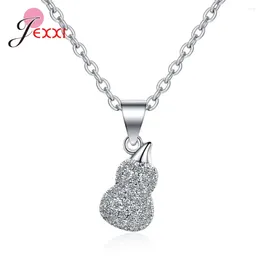 Pendants Arrivals Genuine 925 Sterling Silver Gourd Pattern Shinning Crystal Paved Pendant Necklace Women Fine Jewelry Birthday Gift