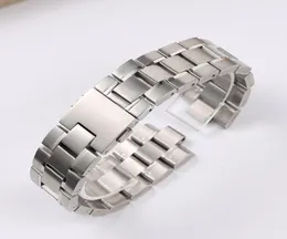 Novo 20mm 22mm prata sólida pulseira de aço inoxidável para sólido curvo final implantação fecho pulseira de pulso para homem logotipo 014114845