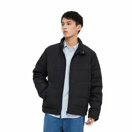 Meterbwe Men's 22New Inverno Leve Cor Sólida Fit Down Jackets Stand Collar Ultra Light Warm Wear Youth Casual Outwear v5AR #