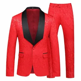 traje rojo de 2 piezas para hombre, esmoquin de alta calidad, abrigo y pantales de talla grande, Terno Masculino, blanco, negro, Azul Real, M-4XL, 5 56fB#