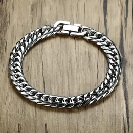 Link Chain Miami Cuban Link Mens Bracelet In Silver Tone Stainless Steel Heavy Armband Pulseira Bileklik Male Jewelry 8-14 Mm 21-248S