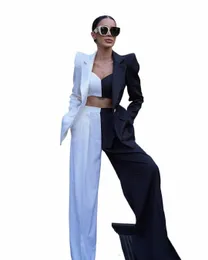 szczytowy kombinezon klapowy dla kobiet garnitury Płaszcz i spodni Kurtka Busin Party Forma Blazer Daily Wedding, Prom Wear 2 PCS Y3FI#