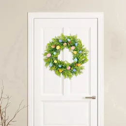 Decorative Flowers Easter Egg Wreath Front Door Ornament Spring Welcome Sign Artificial For Entryway Office Multipurpose